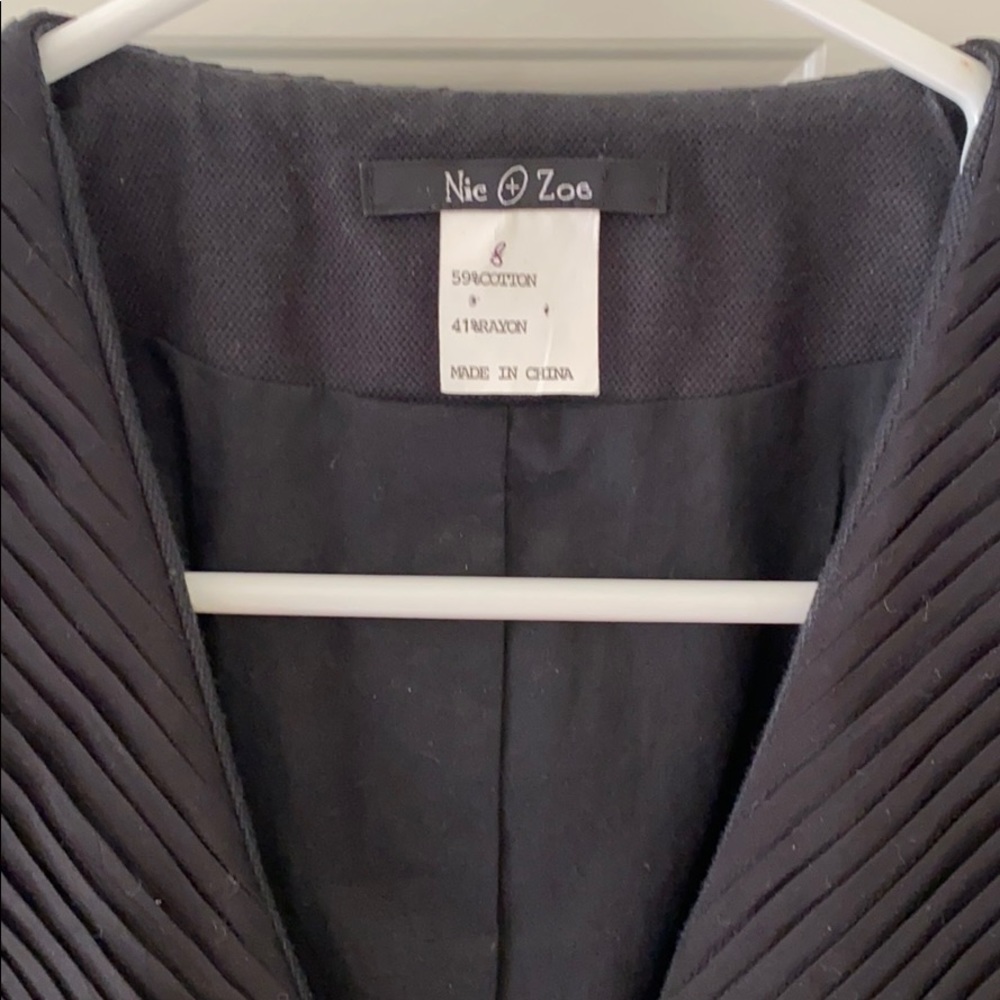 Nick + Zoe short black jacket with pleated details